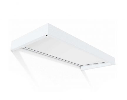 White Sophia 2m x 0.9m door canopy with opal polycarbonate panels, providing reliable doorway protection