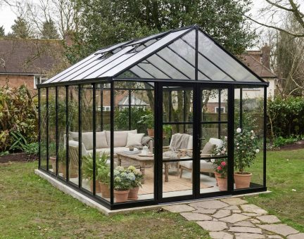 Aria 10' x 15' Greenhouse - Black Structure Clear Panels