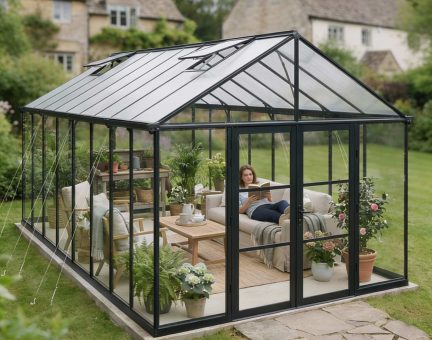 Aria 10' x 20' Greenhouse - Black Structure Clear panels