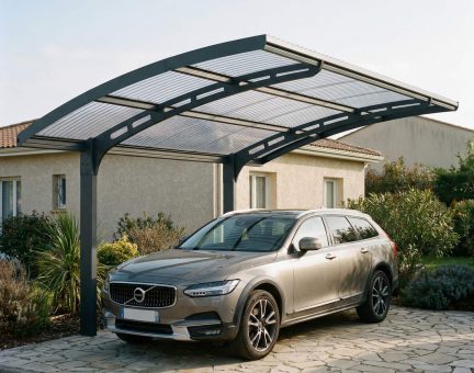 Carport Arizona Wave 2.9 x 5 m - Structure grise et panneaux ondulés