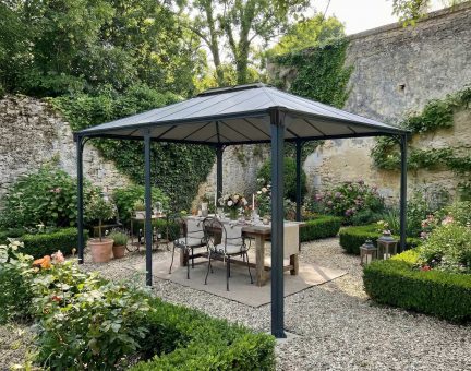 Tonnelle de jardin Martinique 3.6X5 Structure aluminium grise & toiture polycarbonate