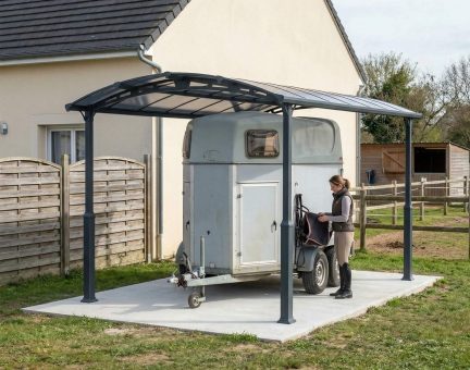 Carport Alpine 4.35 x 3.52 m - Structure en Aluminium gris et panneaux à double paroi