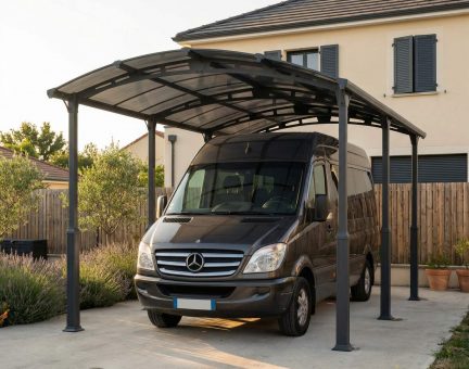 Carport Alpine 5.07 x 3.52 m - Structure en Aluminium gris et panneaux à double paroi