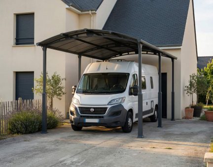 Carport Camping-Car Alpine 6.49 x 3.52 m - Structure en Aluminium gris et panneaux à double paroi