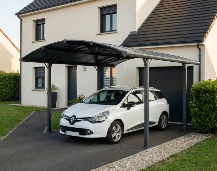 Carport Arcadia 4.35 x 3.59 m - Structure en Aluminium gris et panneaux à double paroi