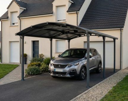 Carport Arcadia 5.07 x 3.59 m - Structure en Aluminium gris et panneaux à double paroi