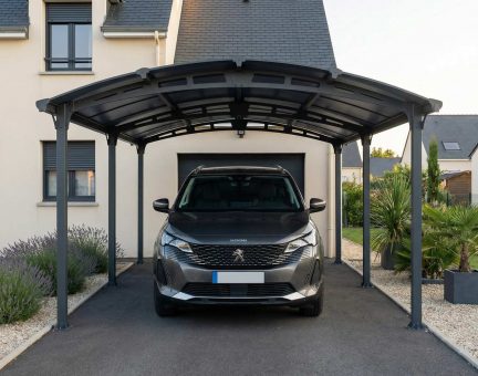 Carport Arcadia 6.49 x 3.59 m - Structure en Aluminium gris et panneaux à double paroi
