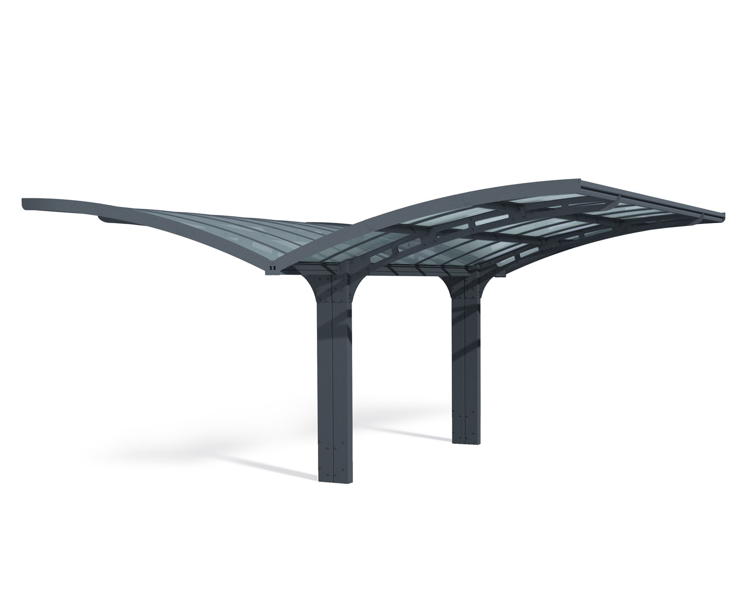 Double Carport Kit Arizona 16 ft. x 19 ft. Grey Structure & Solid Glazing