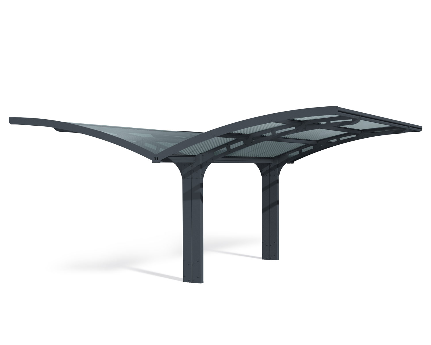 Double Carport Kit Arizona Wave 16 ft. x 19 ft. Grey Structure & Solid Glazing