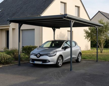 Carport en Kit Verona 5.04 x 2.99 m - Structure en Aluminium gris et panneaux à double paroi