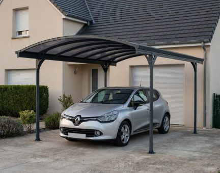 Carport en Kit Vitoria 5.01 x 2.91 m - Structure en Aluminium gris et panneaux à double paroi