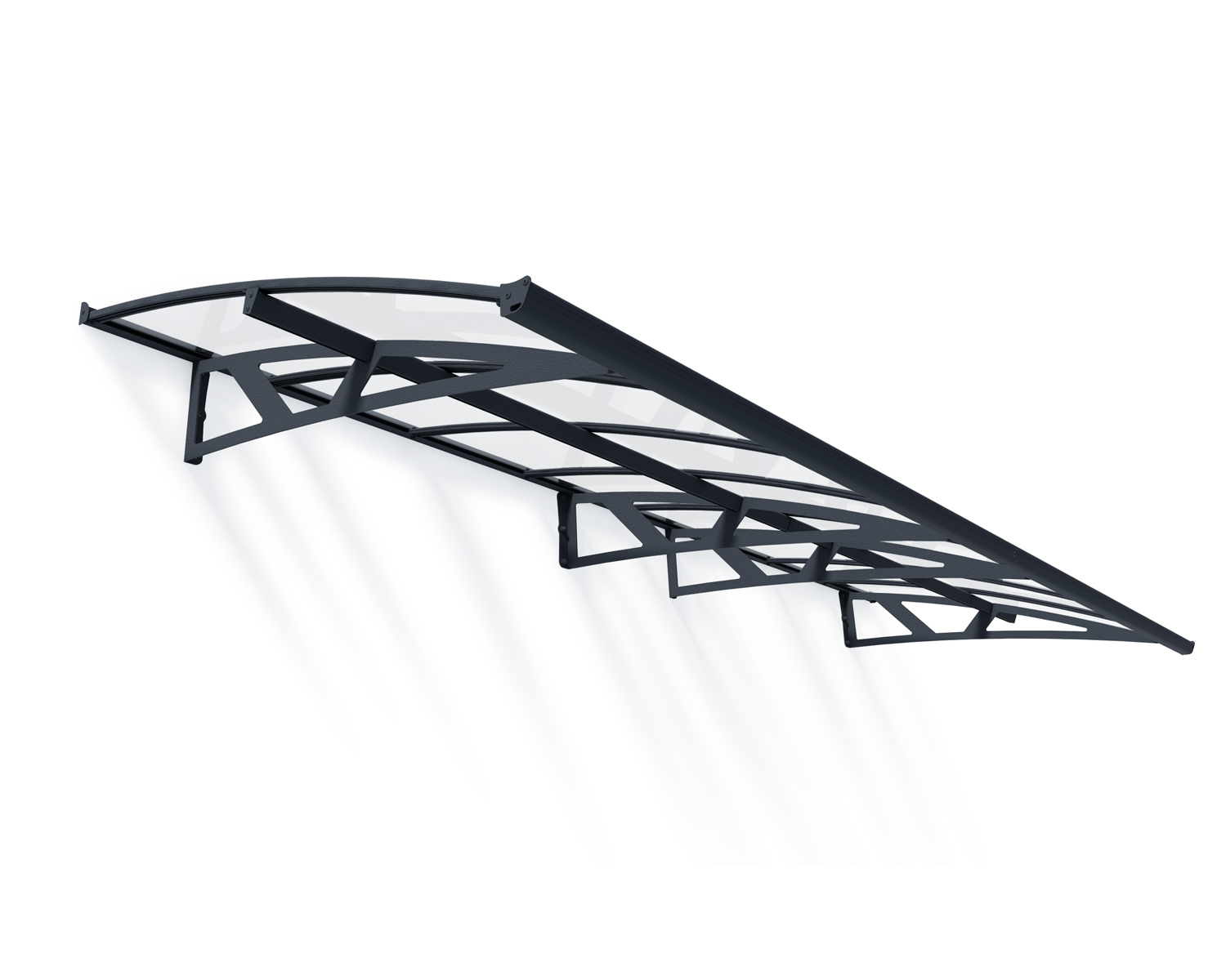 Door Awning Amsterdam 5 ft. x 15 ft Grey Structure & Clear Glazing