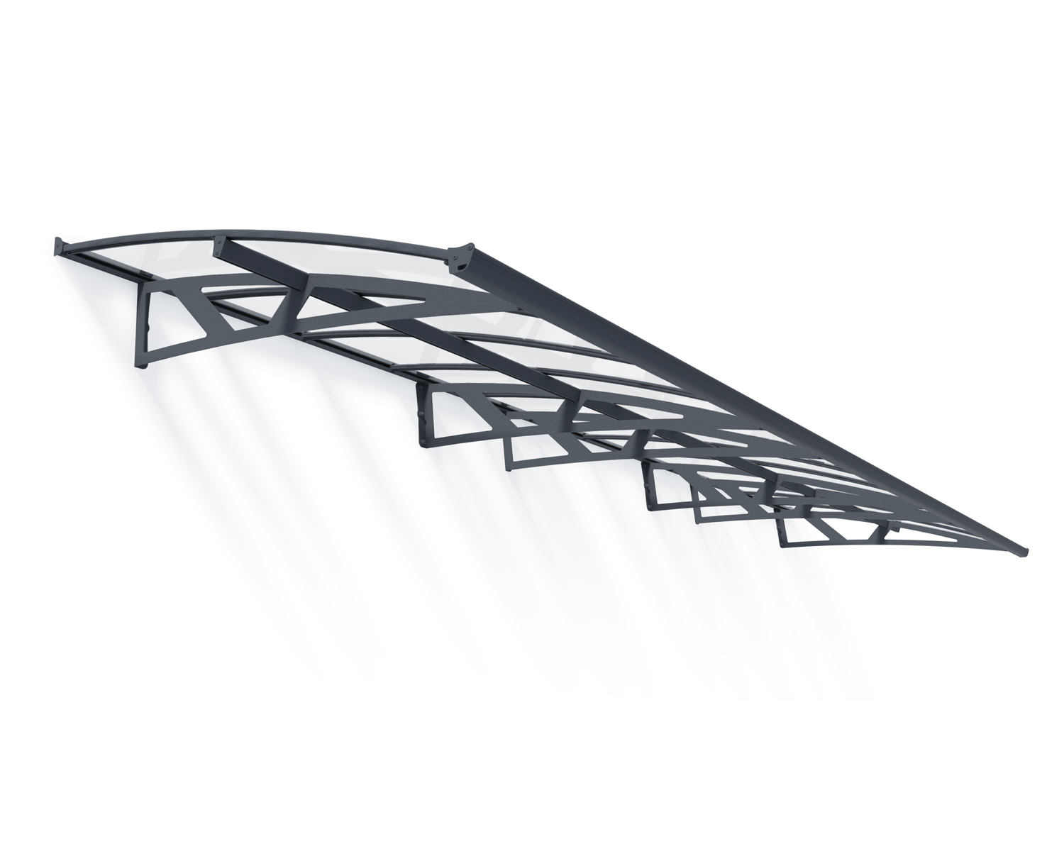Door Awning Amsterdam 5 ft. x 22 ft Grey Structure & Clear Glazing