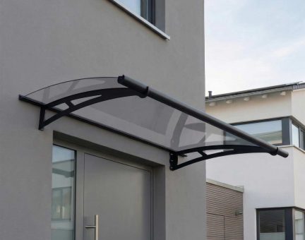 Marquise de porte Aquila 91.5 x 150.5 cm Structure Grise, Panneaux Transparent