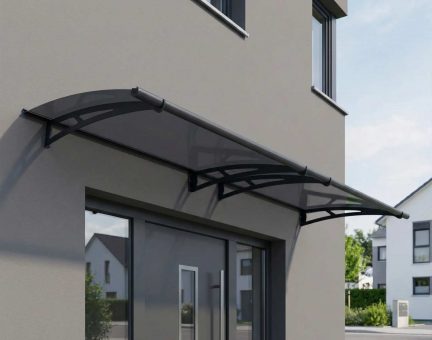 Marquise de porte Aquila 91.5 x 302 cm Structure Grise, Panneaux Grise Solaire