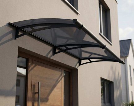 Marquise de porte Aquila 91.5 x 205.5 cm Structure Grise, Panneaux Grise Solaire