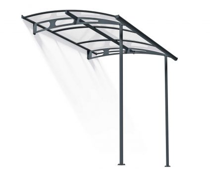 Marquise de porte Vega 199.6 x 200.5 cm Structure Grise, Panneaux Transparent