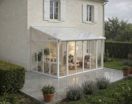 Véranda SanRemo 3X4.4 Structure en Aluminium blanc et panneaux hybrides