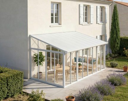 Véranda SanRemo 3X5.6 Structure en Aluminium blanc et panneaux hybrides