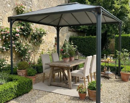 Tonnelle de jardin Martinique 3X3.6 Structure aluminium grise & toiture polycarbonate