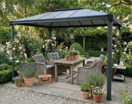 Tonnelle de jardin Martinique 3X4.3m Structure aluminium grise & toiture polycarbonate