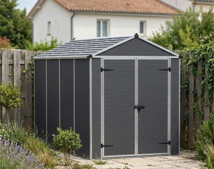Abri de jardin Rubicon 5.6 m² Couleur Grise et panneaux en polycarbonate