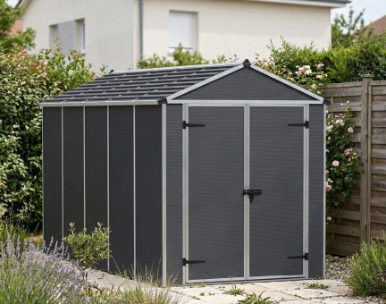 Abri de jardin Rubicon 7m² Couleur grise et panneaux en polycarbonate