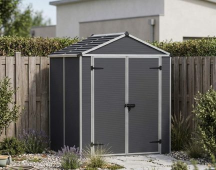 Abri de jardin Rubicon 2.8m² Couleur Grise et panneaux en polycarbonate