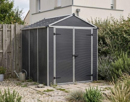 Abri de jardin Rubicon 4.2m² Couleur grise et panneaux en polycarbonate