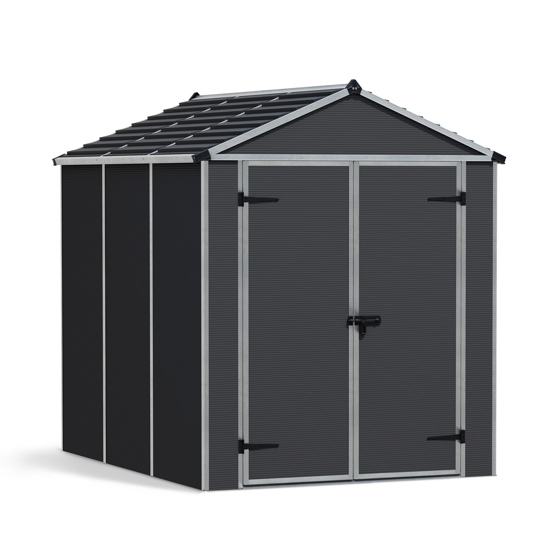 Plastic Storage Shed Rubicon 6 ft. x 8 ft. with Dark Grey Polycarbonate Multiwall & Aluminium Frame