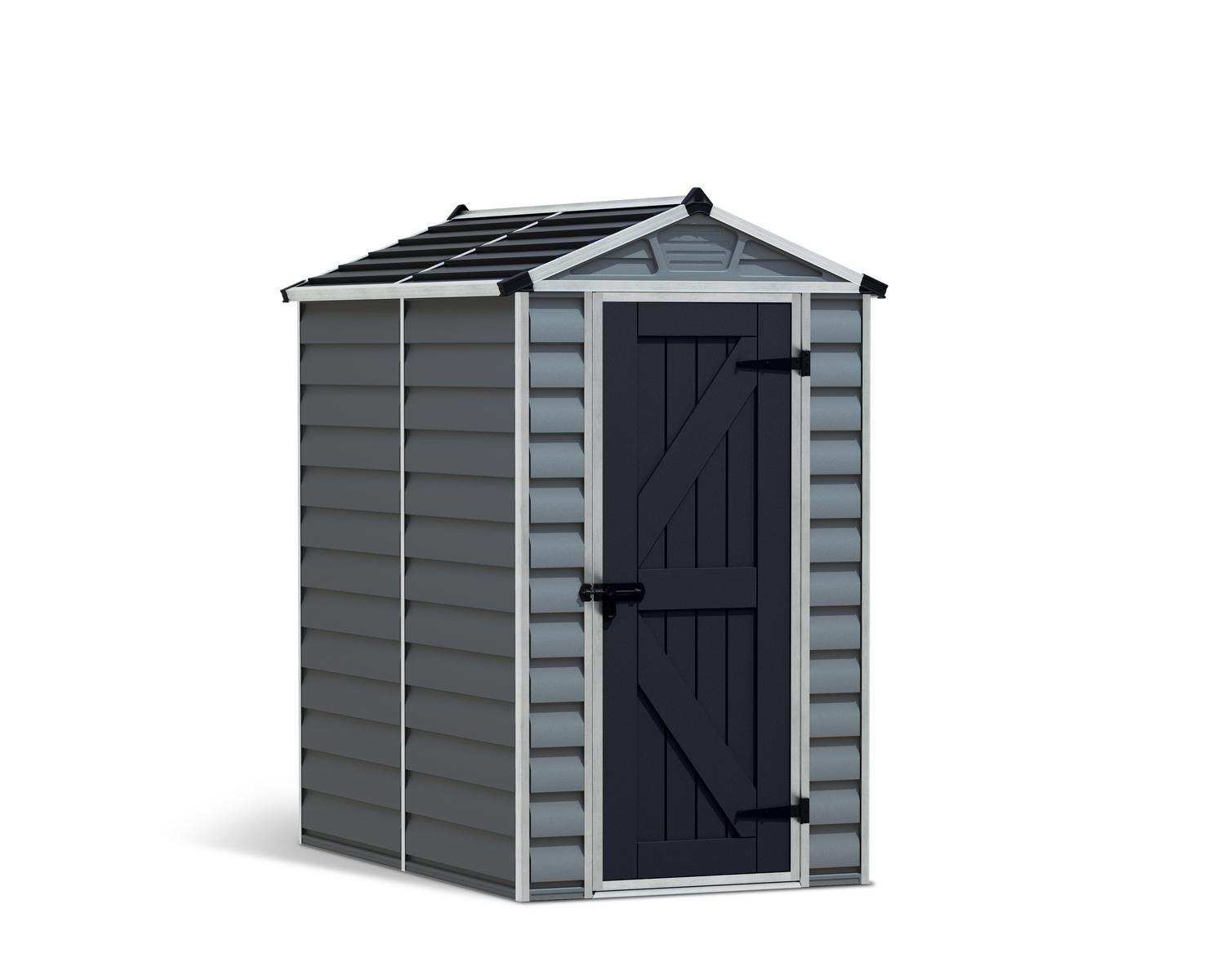 Skylight 4 ft. x 6 ft. Plastic Garden Storage Shed with Dark Grey Deco Polycarbonate Walls & Aluminium Frame