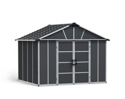 Large Plastic Storage Shed Without Floor, Yukon 11 ft. x 9 ft. Dark Grey Polycarbonate Walles And Aluminium Frame