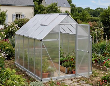 Serre de jardin Mythos 5.7m² aluminium Structure argent & Polycarbonate alvéolaire