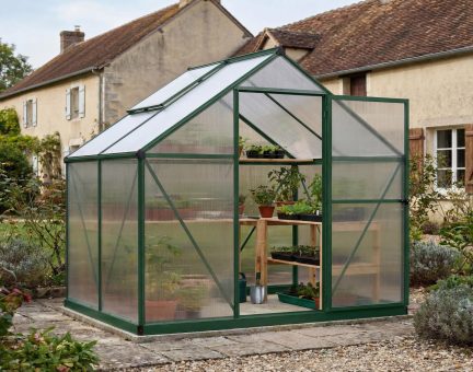 Serre de jardin Mythos 2.3m² aluminium Structure verte & Polycarbonate alvéolaire