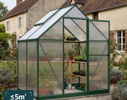 Serre de jardin Mythos 2.3m² aluminium Structure verte & Polycarbonate alvéolaire