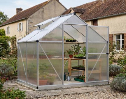 Serre de jardin Mythos 2.3m² aluminium Structure argent & Polycarbonate alvéolaire