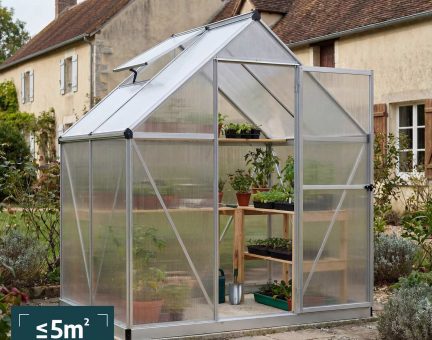 Serre de jardin Mythos 2.3m² aluminium Structure argent & Polycarbonate alvéolaire