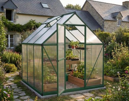 Serre de jardin Mythos 3.4m² aluminium Structure verte & Polycarbonate alvéolaire