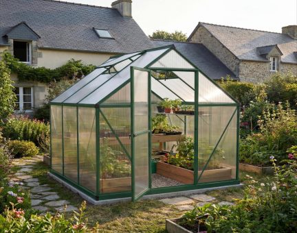 Serre de jardin Mythos 3.4m² aluminium Structure verte & Polycarbonate alvéolaire