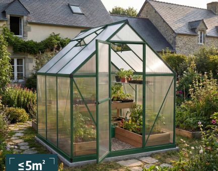 Serre de jardin Mythos 3.4m² aluminium Structure verte & Polycarbonate alvéolaire