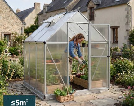 Serre de jardin Mythos 3.4m² aluminium Structure argent & Polycarbonate alvéolaire