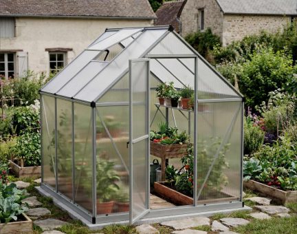 Serre de jardin Mythos 3.4m² aluminium Structure argent & Polycarbonate alvéolaire