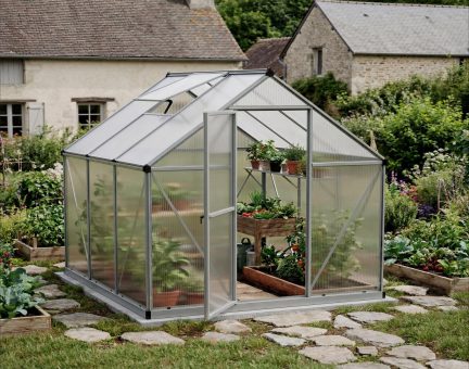 Serre de jardin Mythos 3.4m² aluminium Structure argent & Polycarbonate alvéolaire