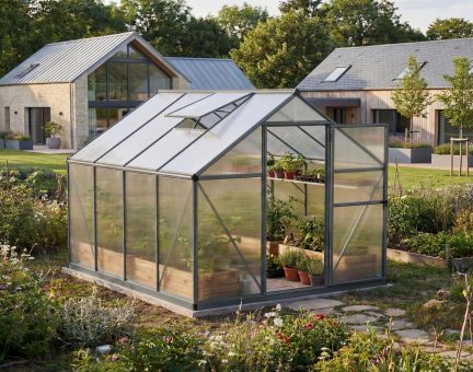 Serre de jardin Mythos 4.6m² aluminium Structure grise & Polycarbonate alvéolaire
