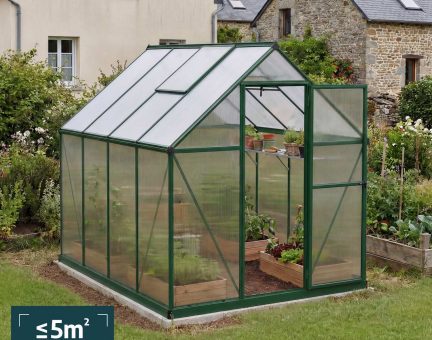 Serre de jardin Mythos 4.6m² aluminium Structure verte & Polycarbonate alvéolaire