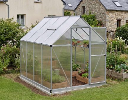 Serre de jardin Mythos 4.6m² aluminium Structure argent & Polycarbonate alvéolaire