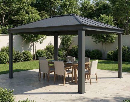 Tonnelle de jardin Dallas 3.6X5 Structure aluminium grise & toiture polycarbonate
