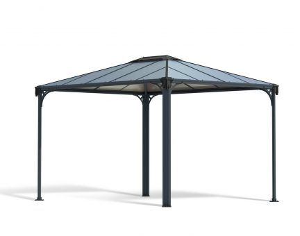 Tonnelle de jardin Martinique 3X3.6 Structure aluminium grise & toiture polycarbonate
