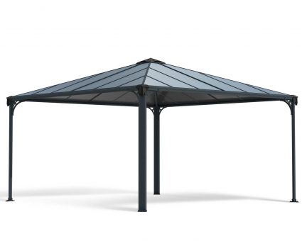 Tonnelle de jardin Palermo 4.3X4.3 Structure aluminium grise & toiture polycarbonate