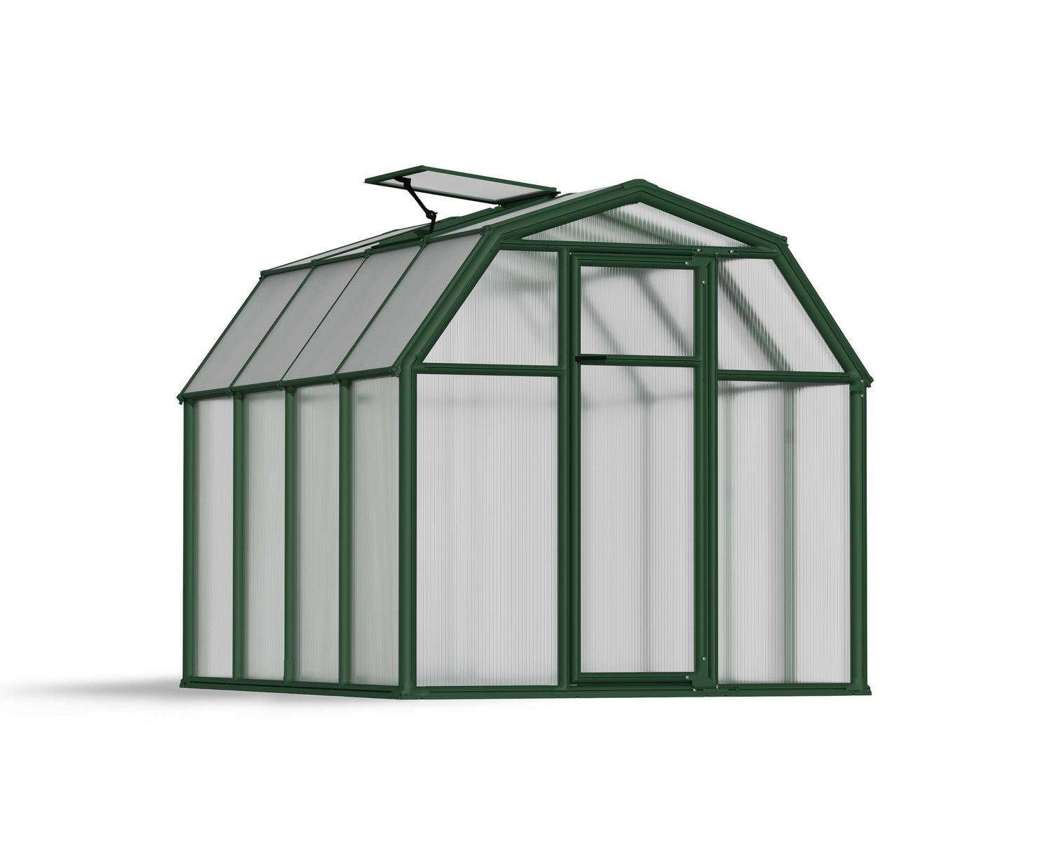 Greenhouse EcoGrow 6' x 8' Kit - Green Structure & Twinwall Glazing